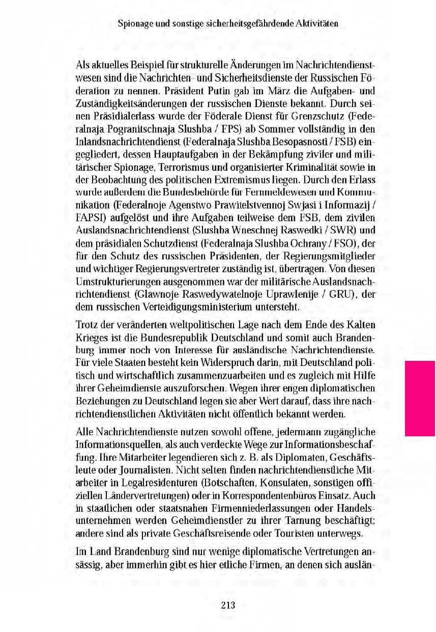 Seite 212 des Verfassungsschutzbericht 2003 Brandenburg