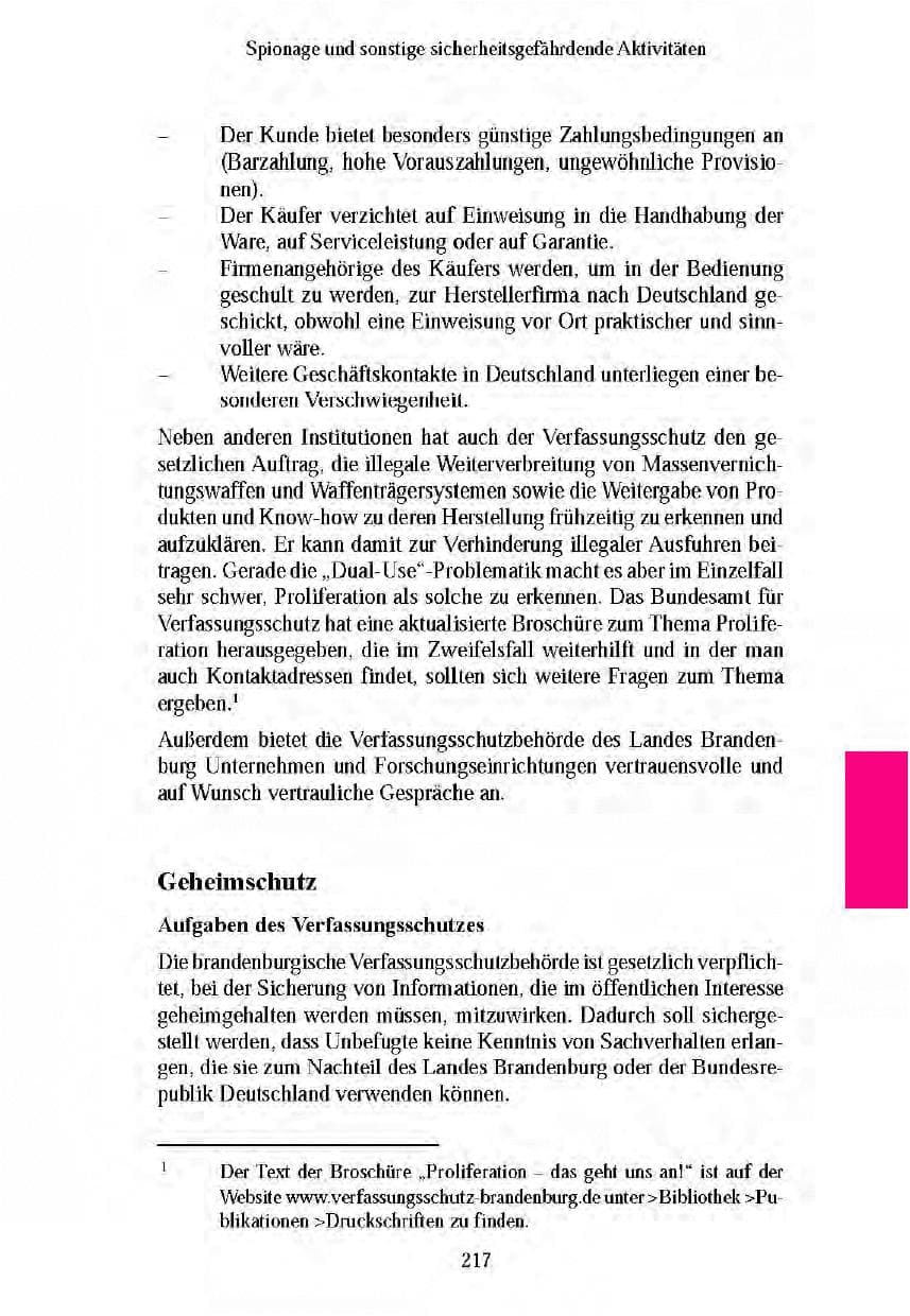 Seite 216 des Verfassungsschutzbericht 2003 Brandenburg