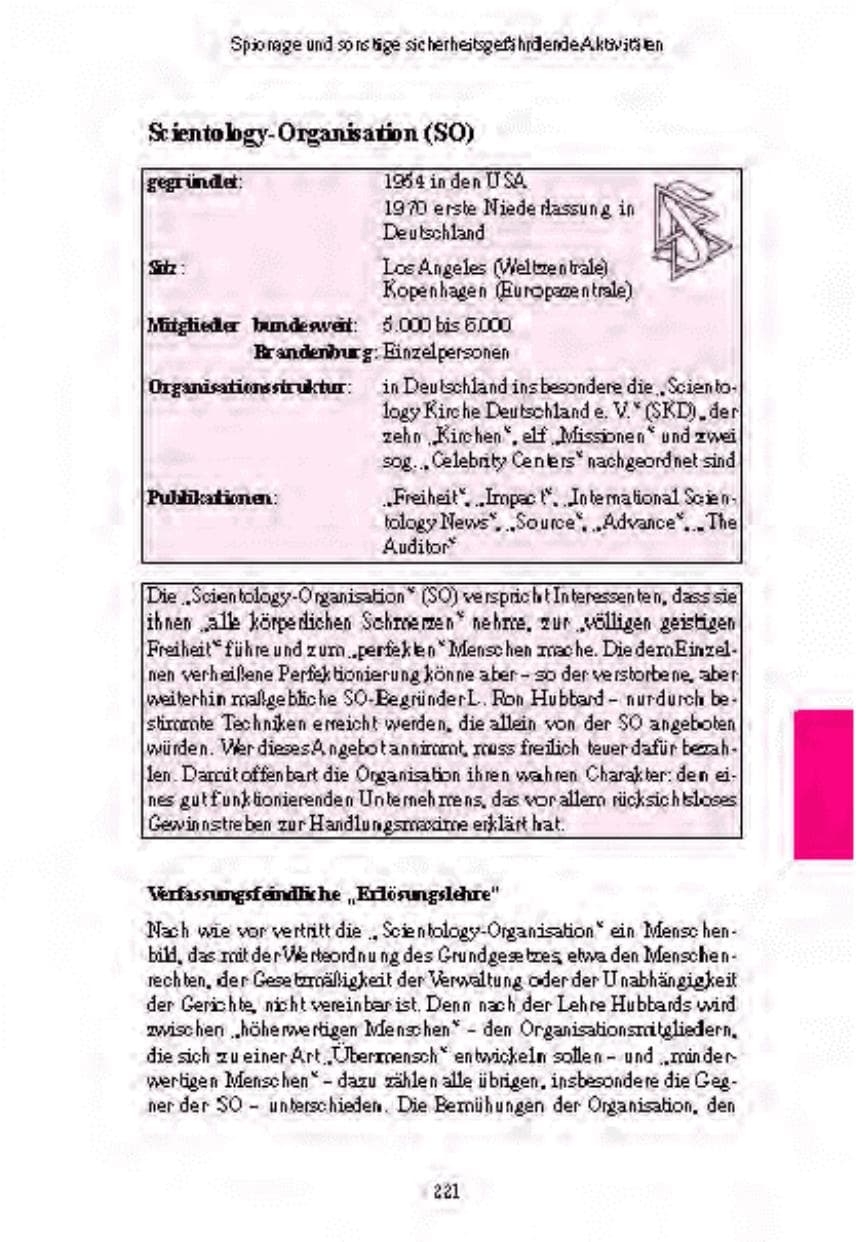 Seite 220 des Verfassungsschutzbericht 2003 Brandenburg