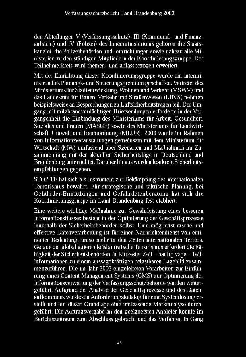 Seite 23 des Verfassungsschutzbericht 2003 Brandenburg