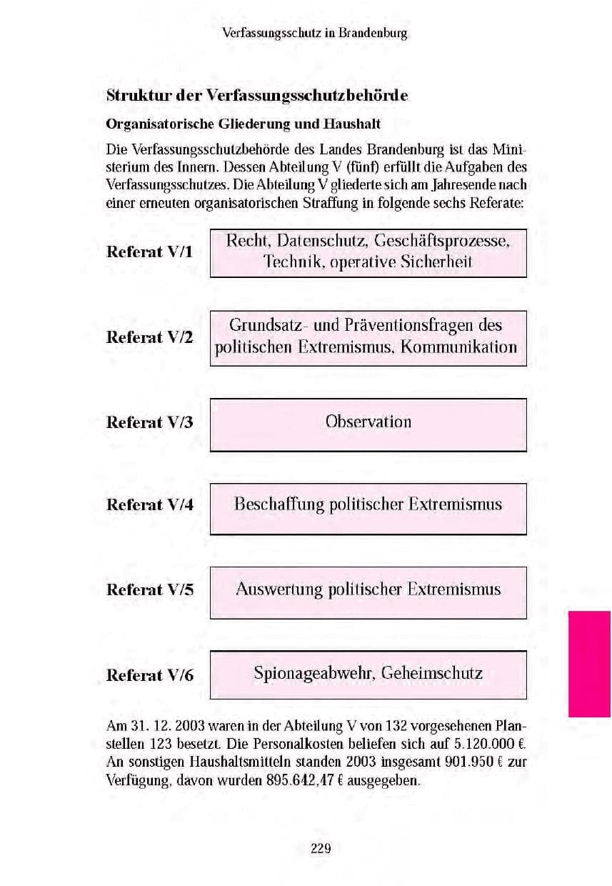 Seite 227 des Verfassungsschutzbericht 2003 Brandenburg