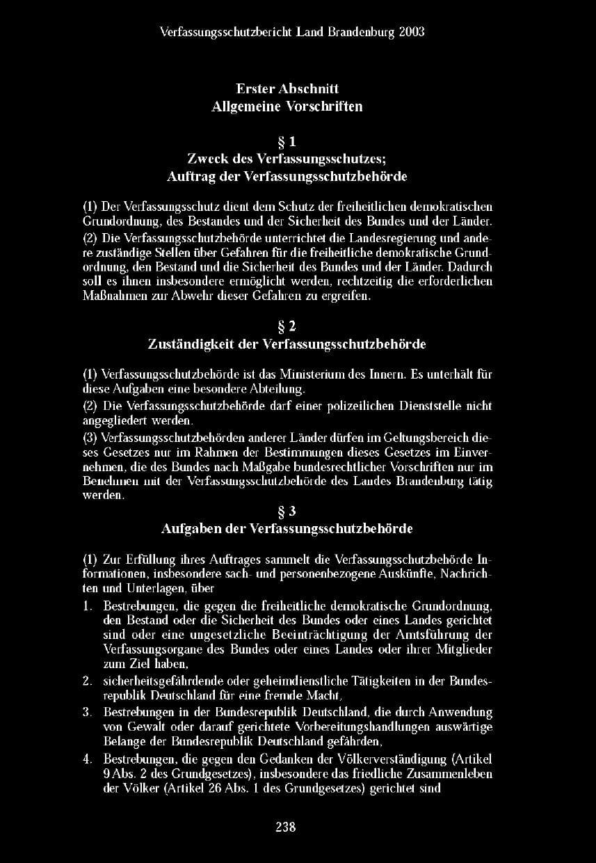 Seite 235 des Verfassungsschutzbericht 2003 Brandenburg