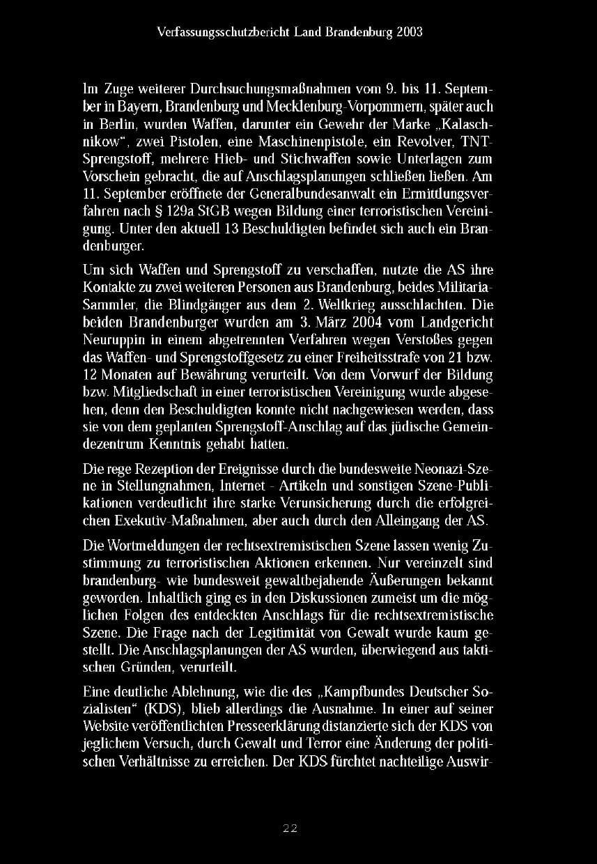 Seite 25 des Verfassungsschutzbericht 2003 Brandenburg