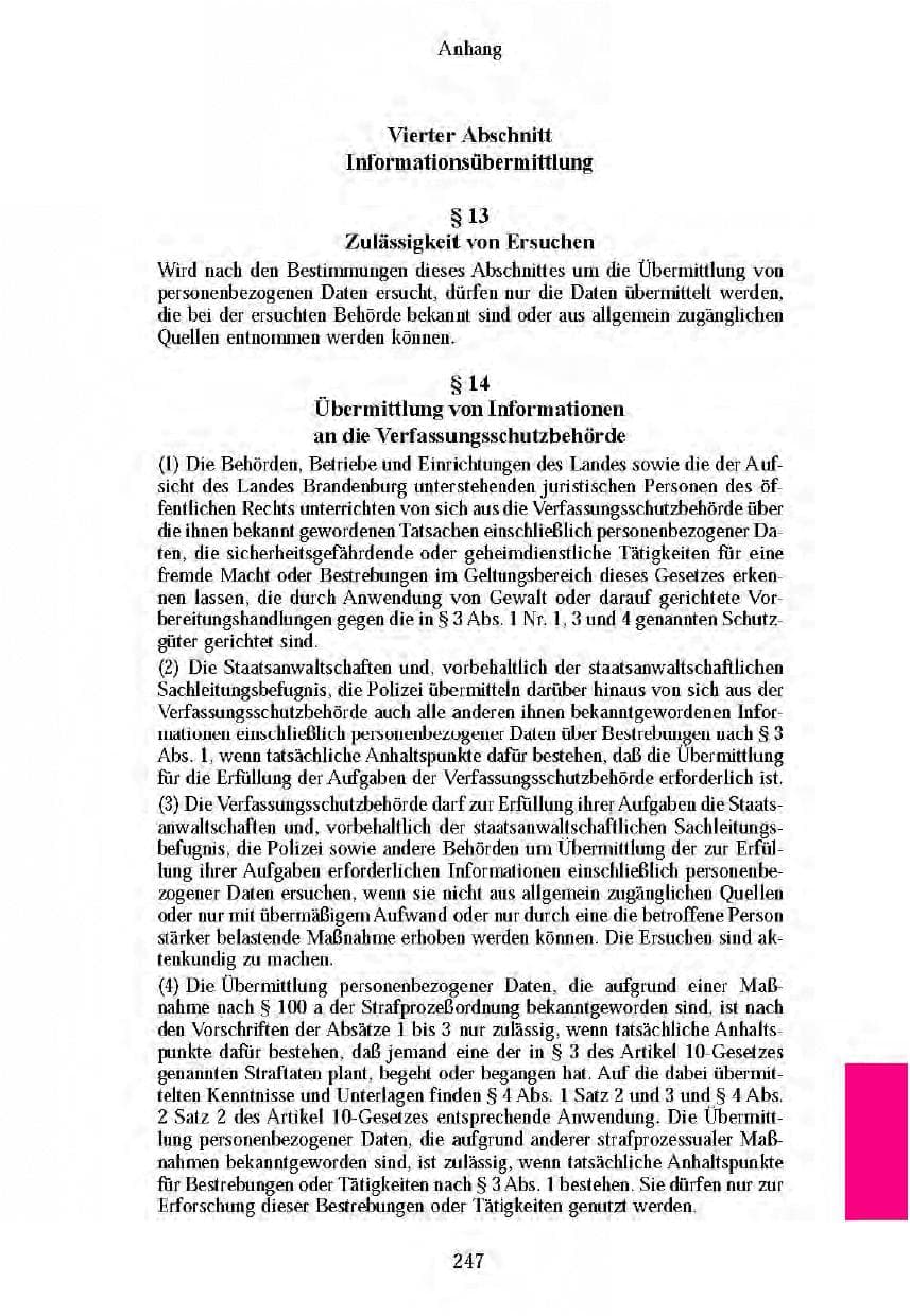 Seite 244 des Verfassungsschutzbericht 2003 Brandenburg