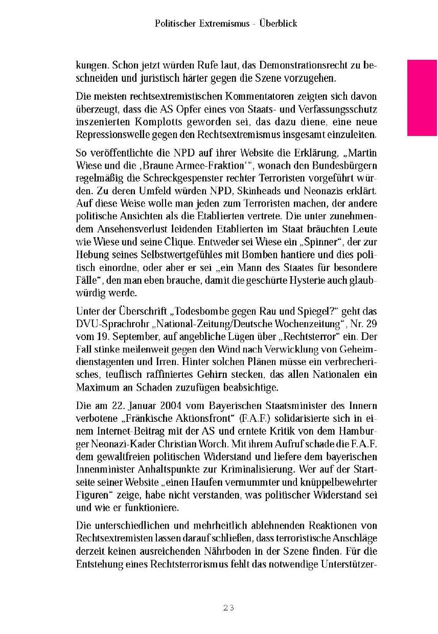 Seite 26 des Verfassungsschutzbericht 2003 Brandenburg