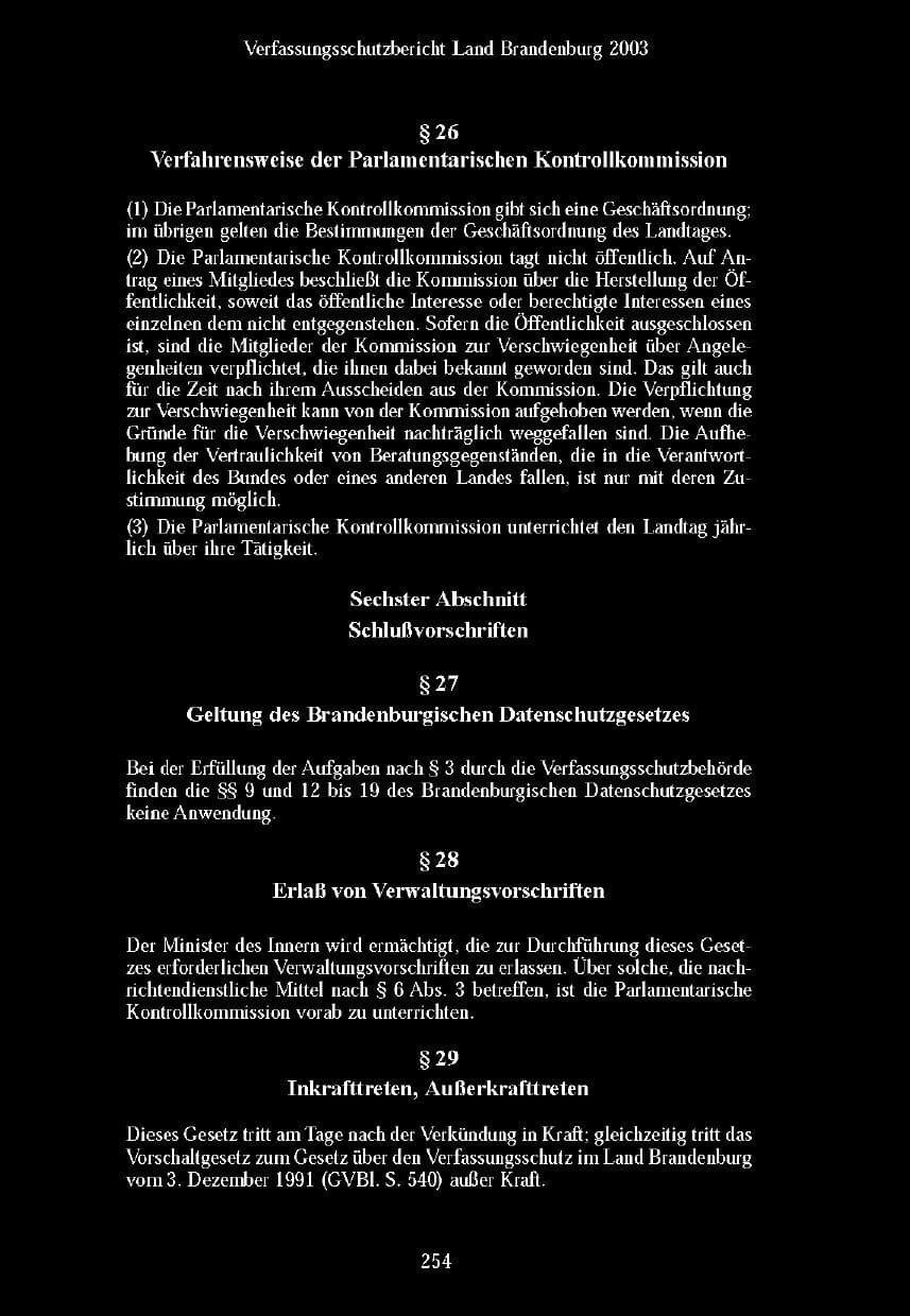 Seite 251 des Verfassungsschutzbericht 2003 Brandenburg