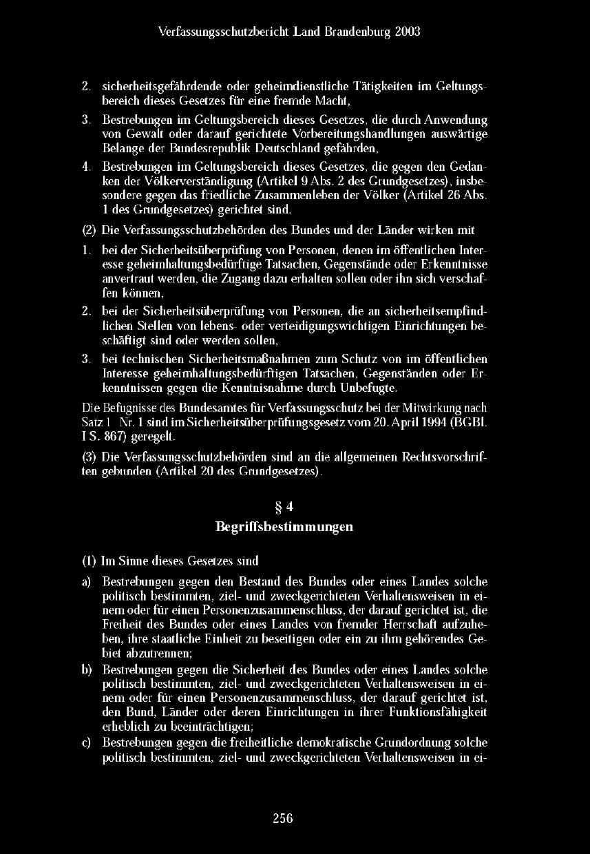 Seite 253 des Verfassungsschutzbericht 2003 Brandenburg
