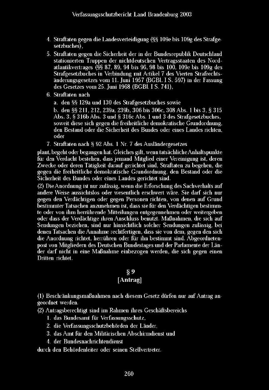Seite 257 des Verfassungsschutzbericht 2003 Brandenburg