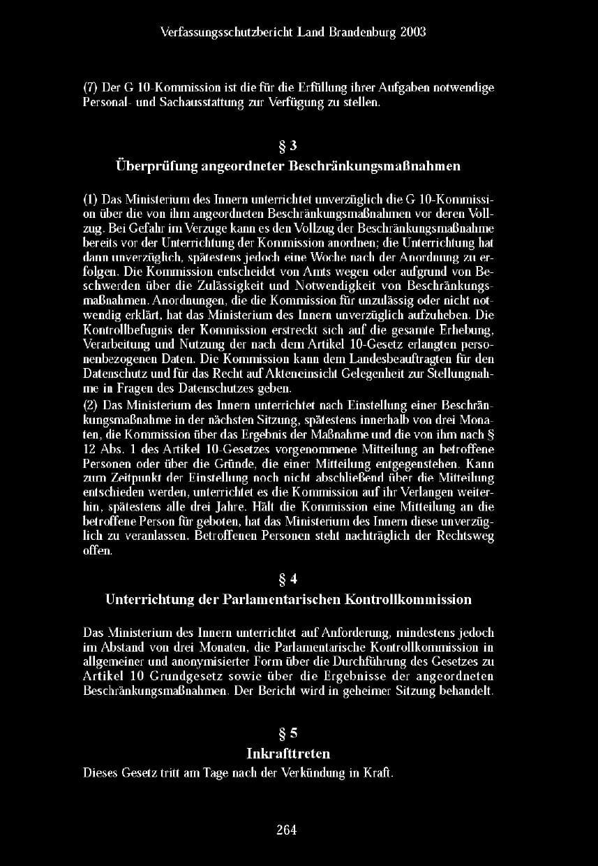 Seite 261 des Verfassungsschutzbericht 2003 Brandenburg