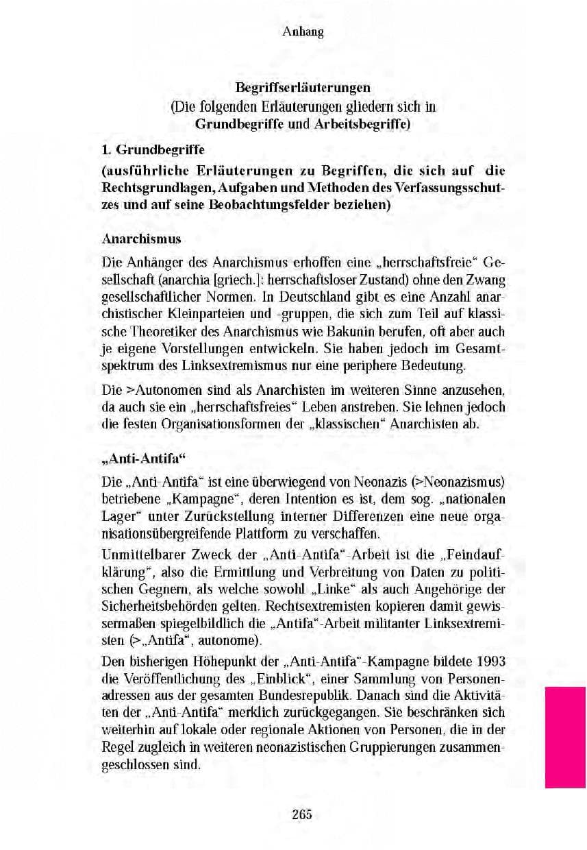 Seite 262 des Verfassungsschutzbericht 2003 Brandenburg