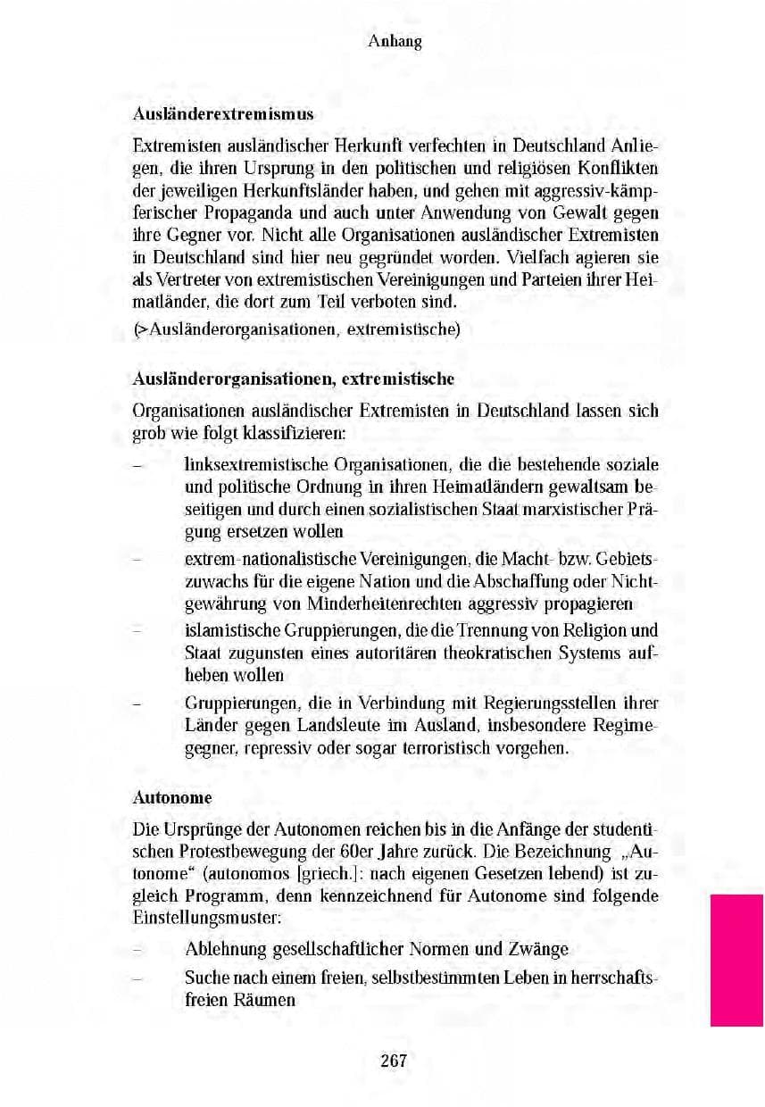 Seite 264 des Verfassungsschutzbericht 2003 Brandenburg