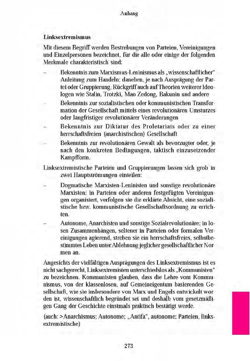Seite 270 des Verfassungsschutzbericht 2003 Brandenburg