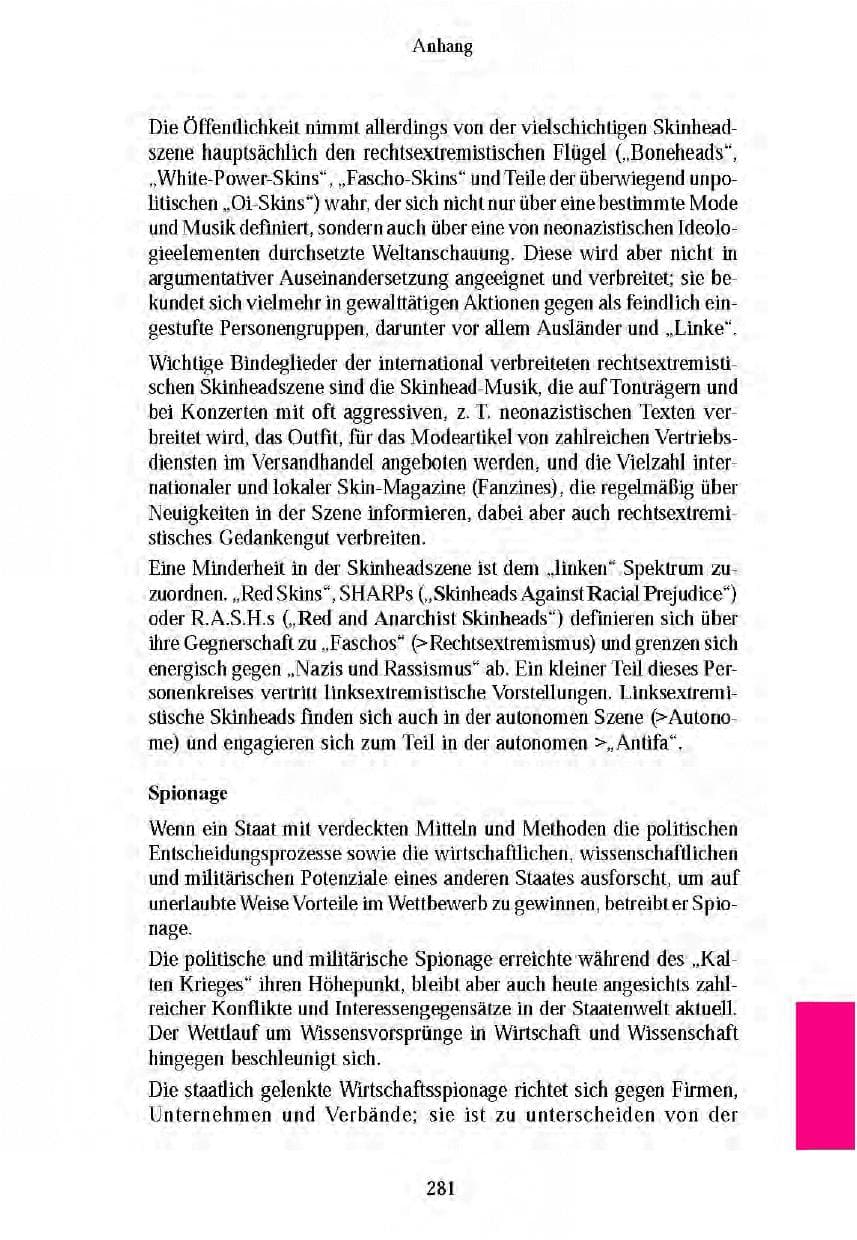 Seite 278 des Verfassungsschutzbericht 2003 Brandenburg