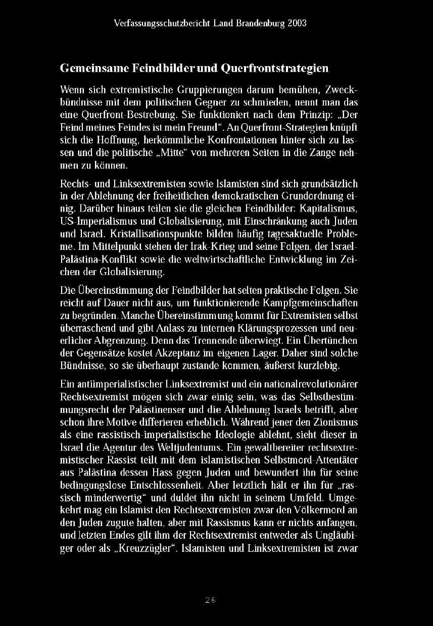 Seite 29 des Verfassungsschutzbericht 2003 Brandenburg