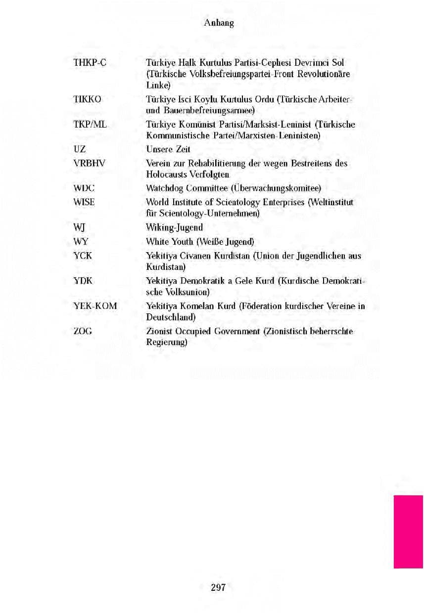 Seite 294 des Verfassungsschutzbericht 2003 Brandenburg