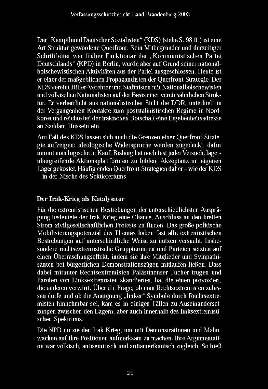 Seite 31 des Verfassungsschutzbericht 2003 Brandenburg