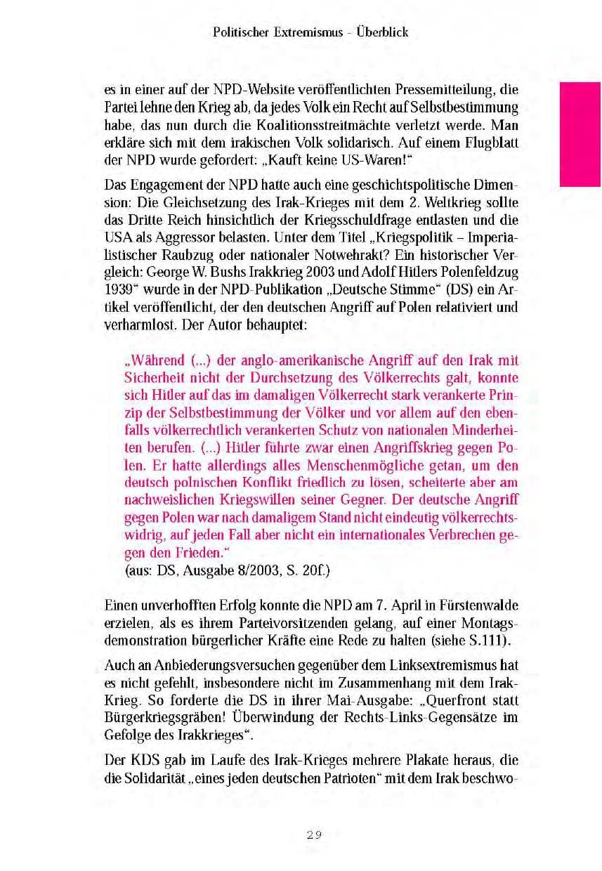 Seite 32 des Verfassungsschutzbericht 2003 Brandenburg