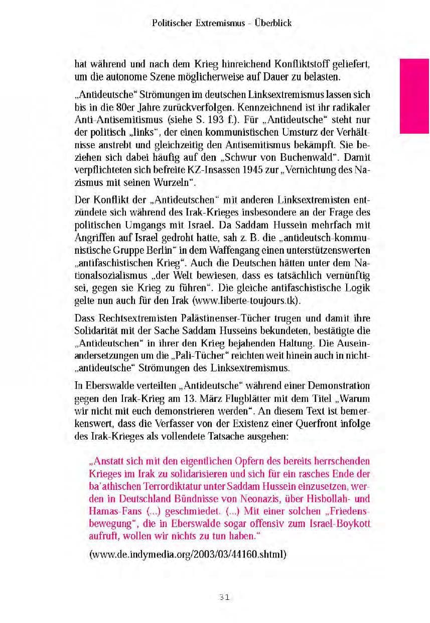 Seite 34 des Verfassungsschutzbericht 2003 Brandenburg