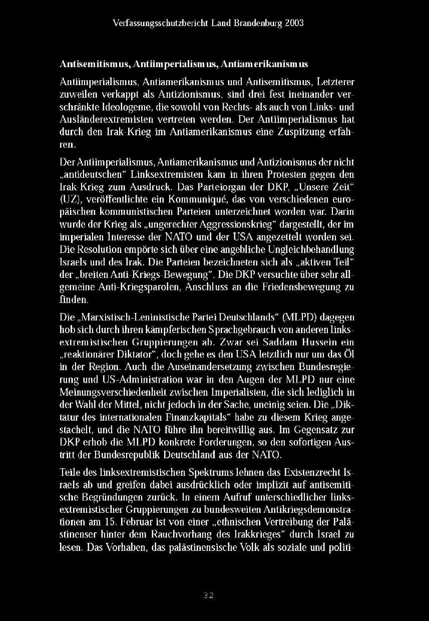 Seite 35 des Verfassungsschutzbericht 2003 Brandenburg