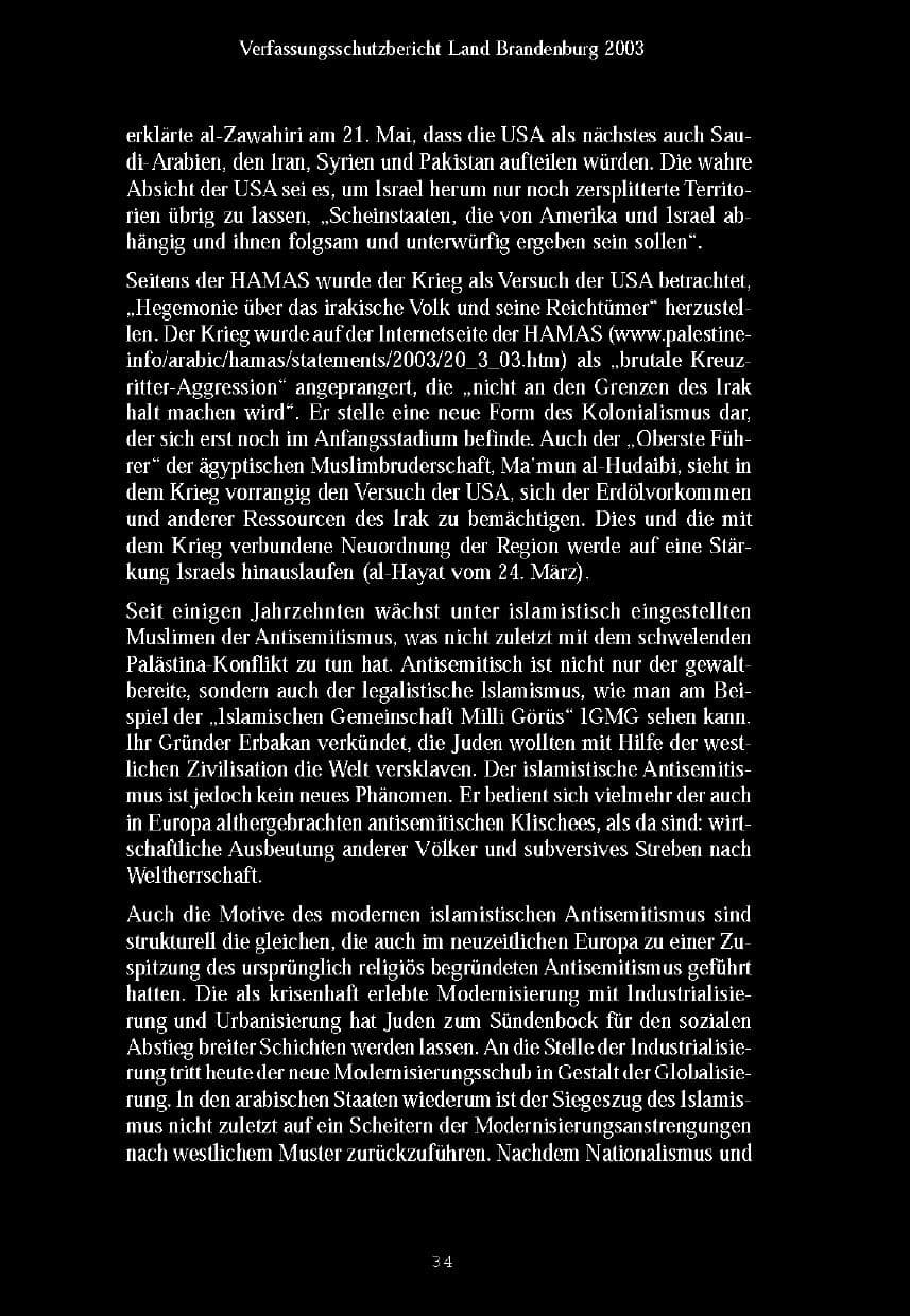 Seite 37 des Verfassungsschutzbericht 2003 Brandenburg