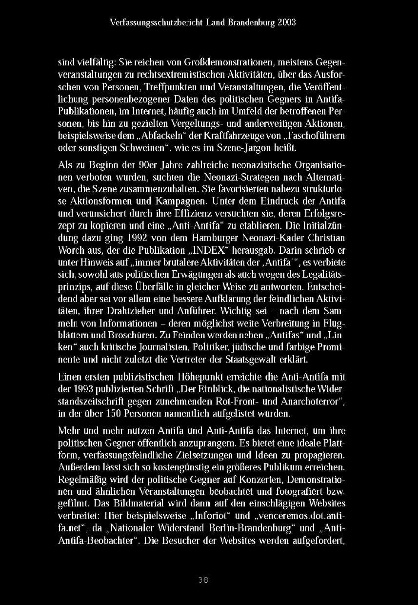 Seite 41 des Verfassungsschutzbericht 2003 Brandenburg