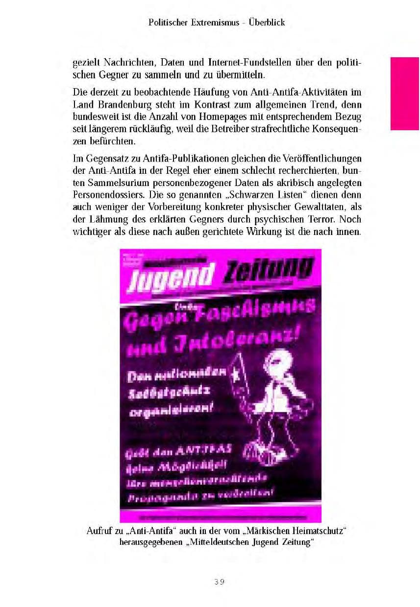 Seite 42 des Verfassungsschutzbericht 2003 Brandenburg