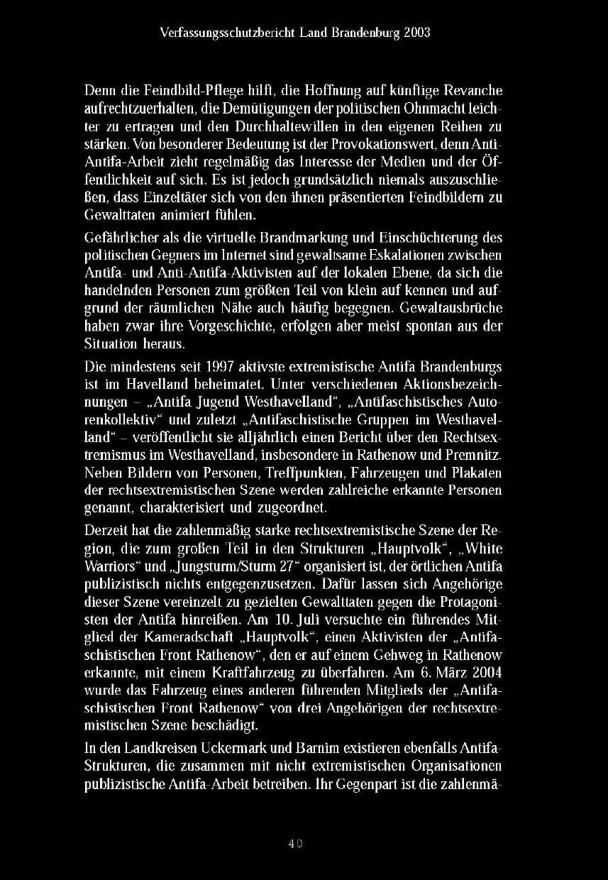 Seite 43 des Verfassungsschutzbericht 2003 Brandenburg
