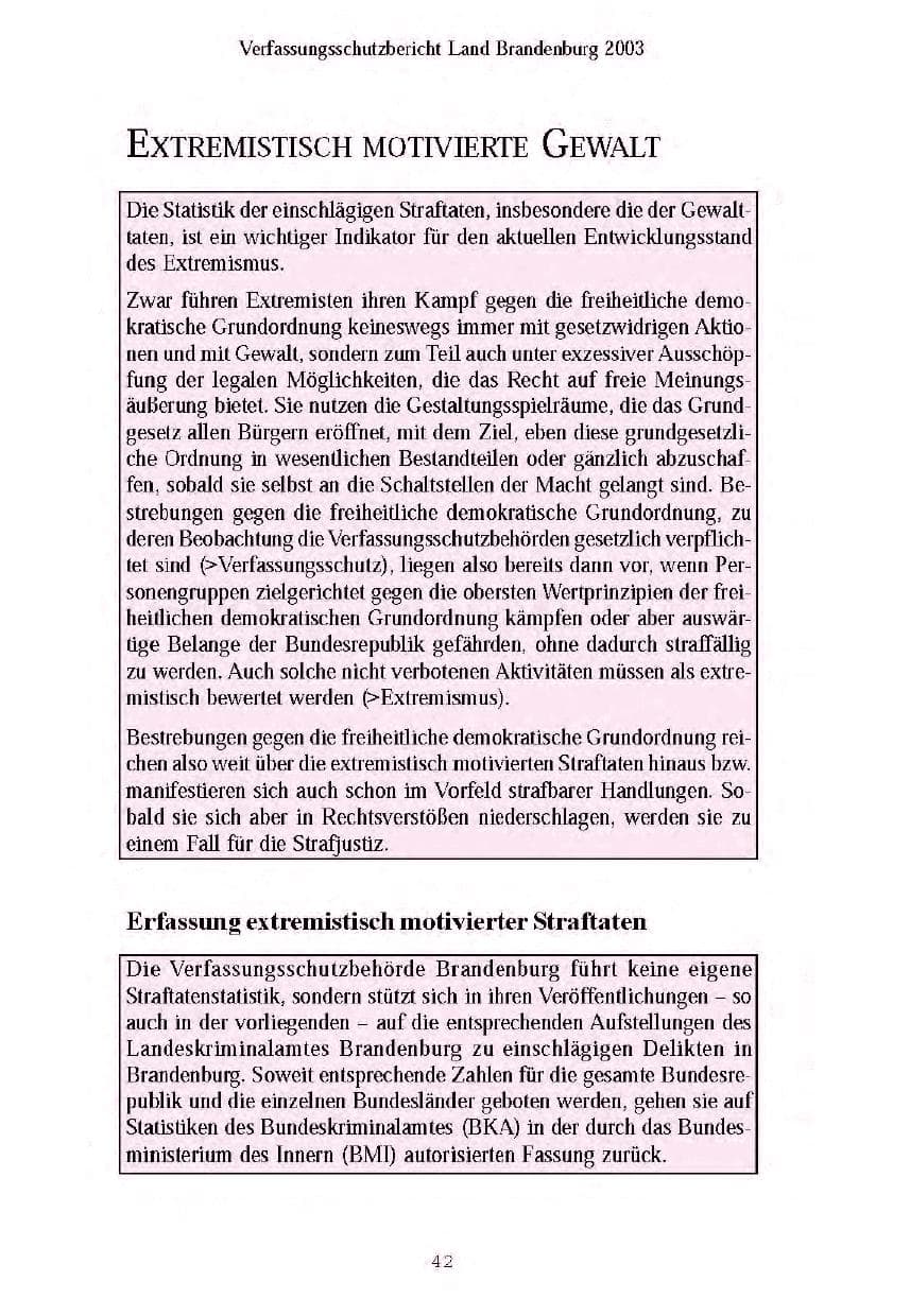 Seite 45 des Verfassungsschutzbericht 2003 Brandenburg
