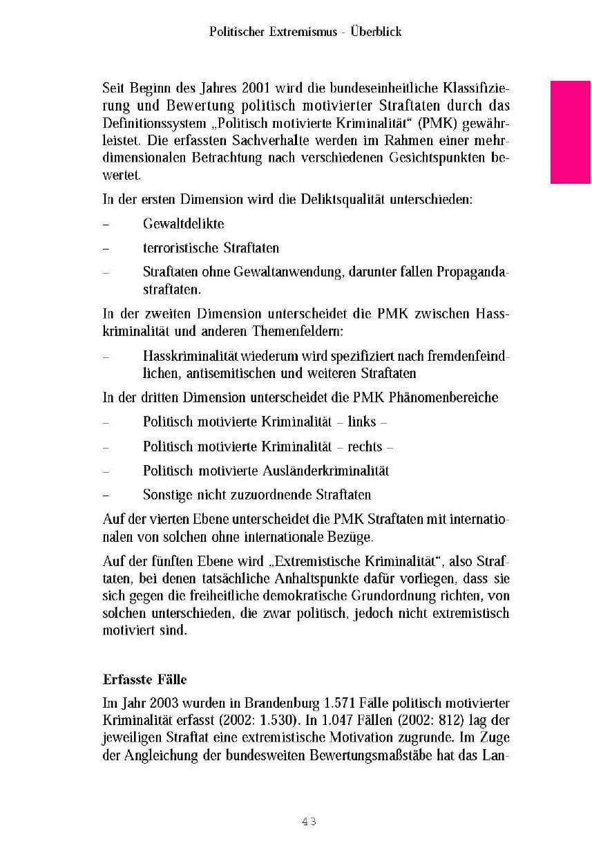 Seite 46 des Verfassungsschutzbericht 2003 Brandenburg