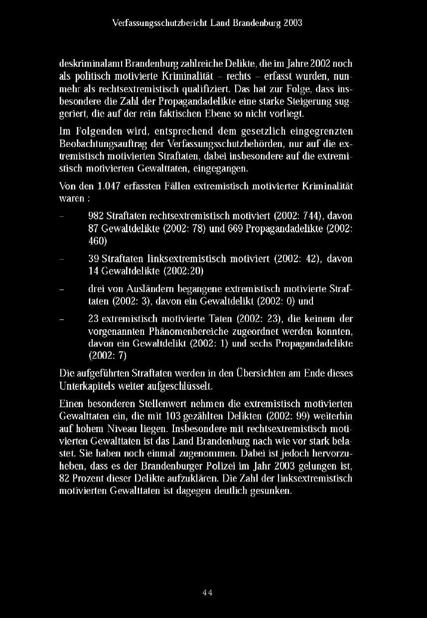 Seite 47 des Verfassungsschutzbericht 2003 Brandenburg
