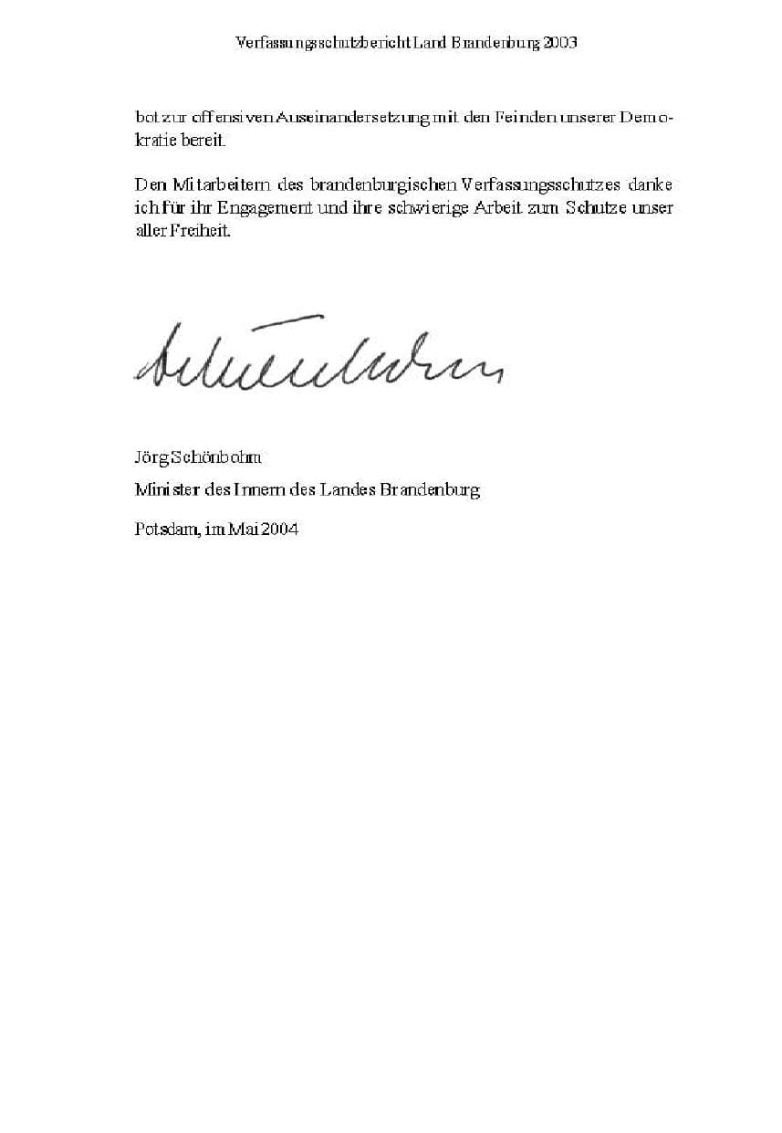 Seite 7 des Verfassungsschutzbericht 2003 Brandenburg