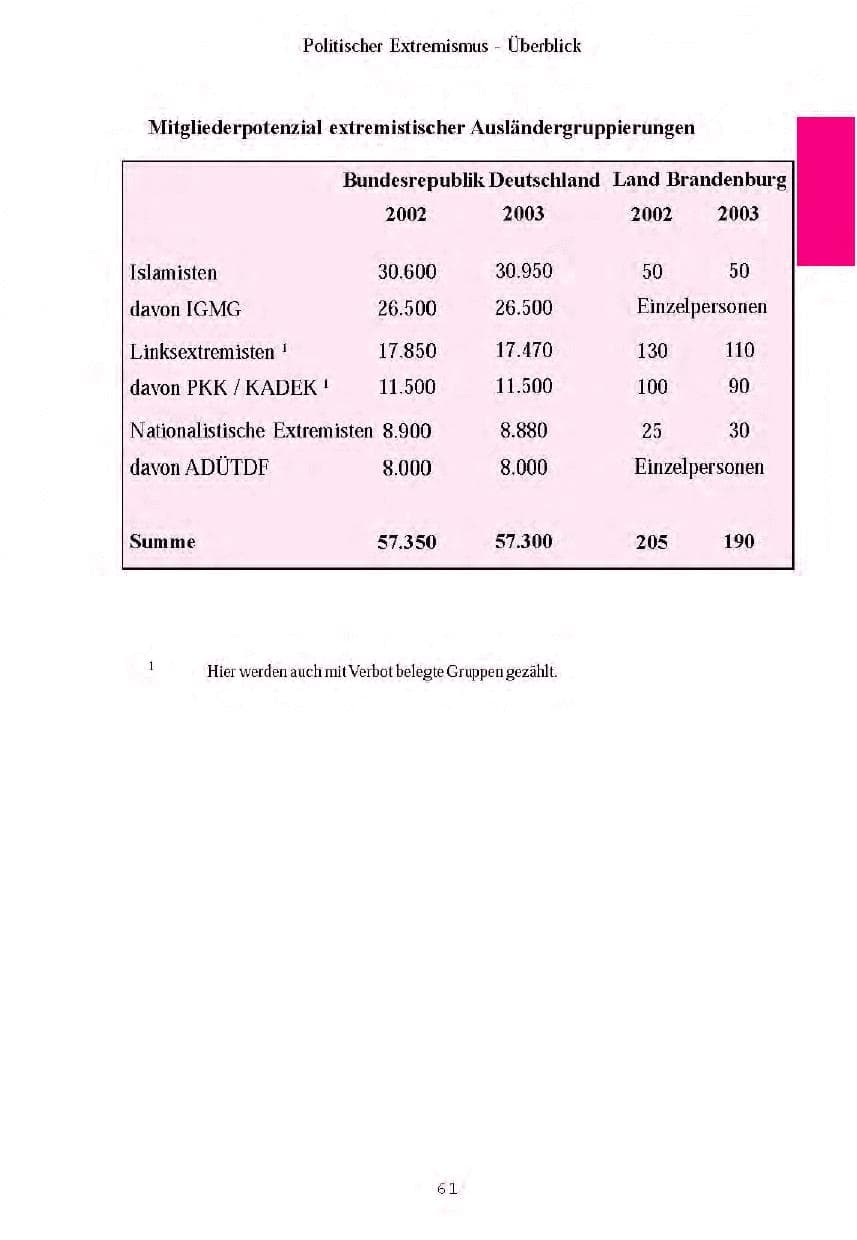 Seite 64 des Verfassungsschutzbericht 2003 Brandenburg