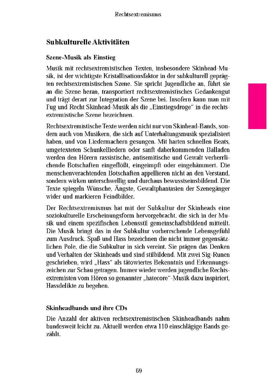 Seite 71 des Verfassungsschutzbericht 2003 Brandenburg