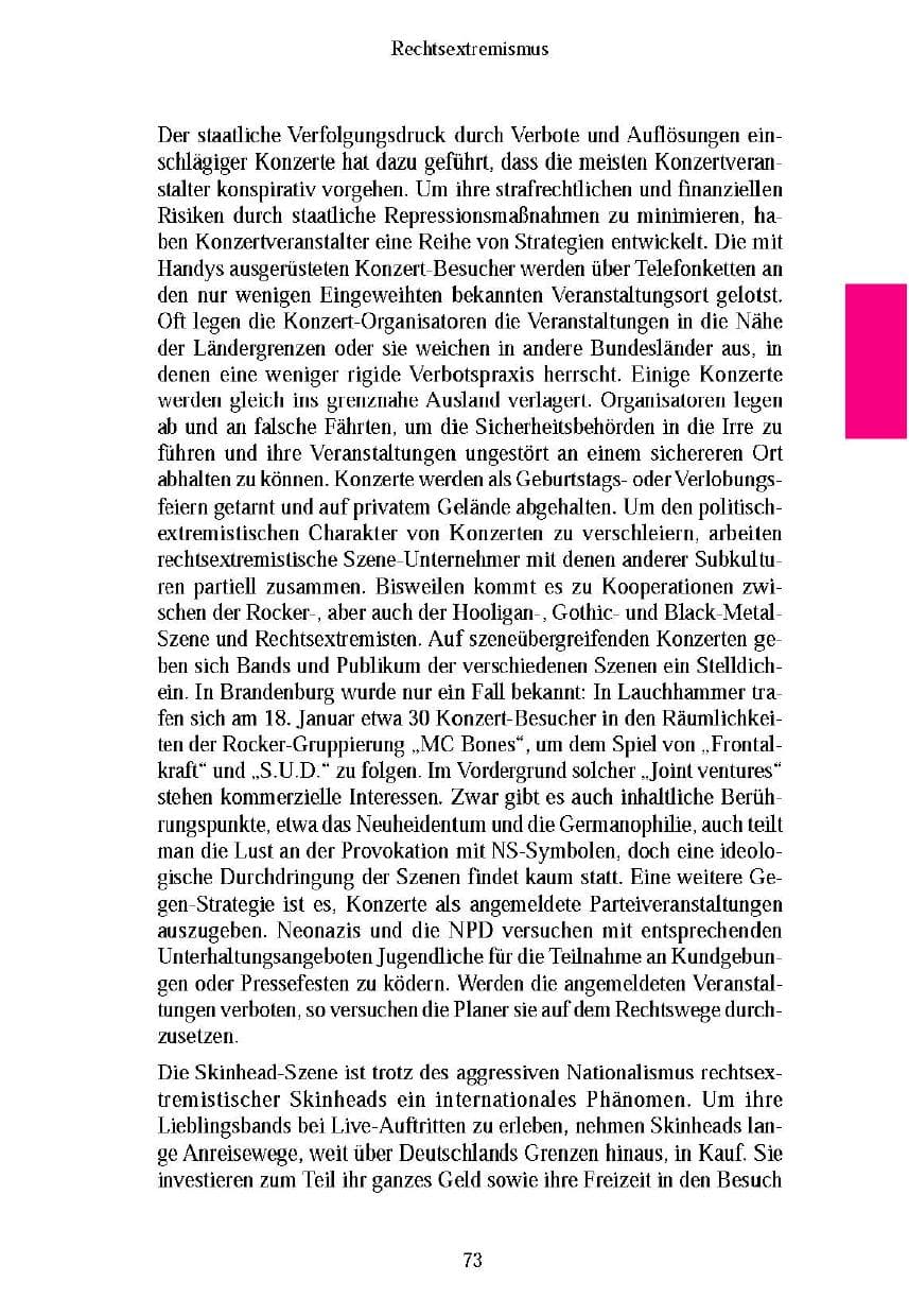Seite 75 des Verfassungsschutzbericht 2003 Brandenburg