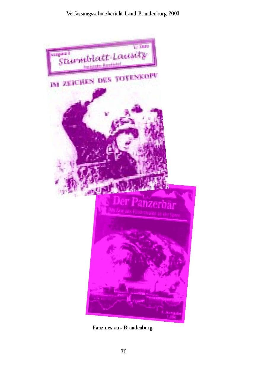 Seite 78 des Verfassungsschutzbericht 2003 Brandenburg