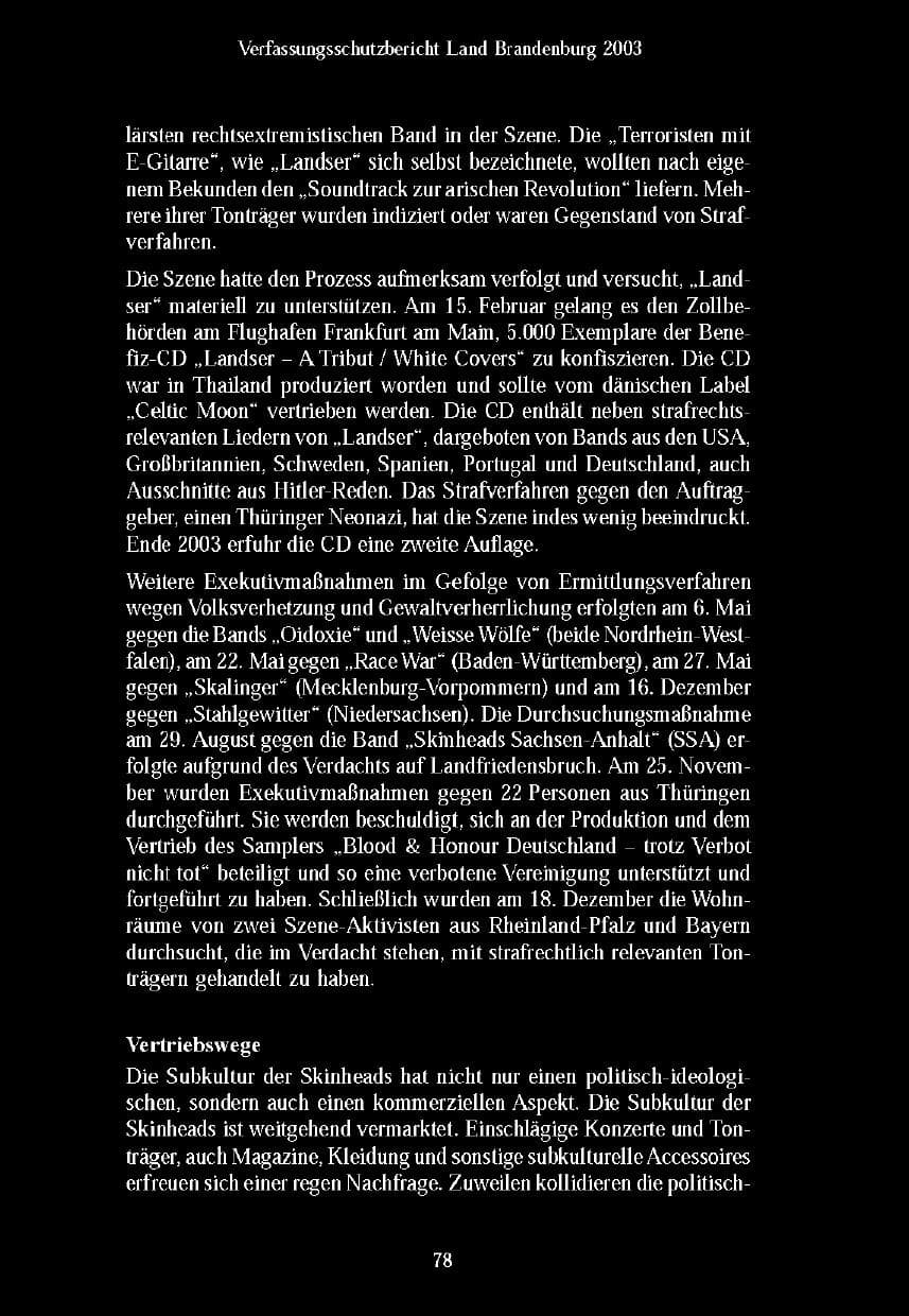 Seite 80 des Verfassungsschutzbericht 2003 Brandenburg