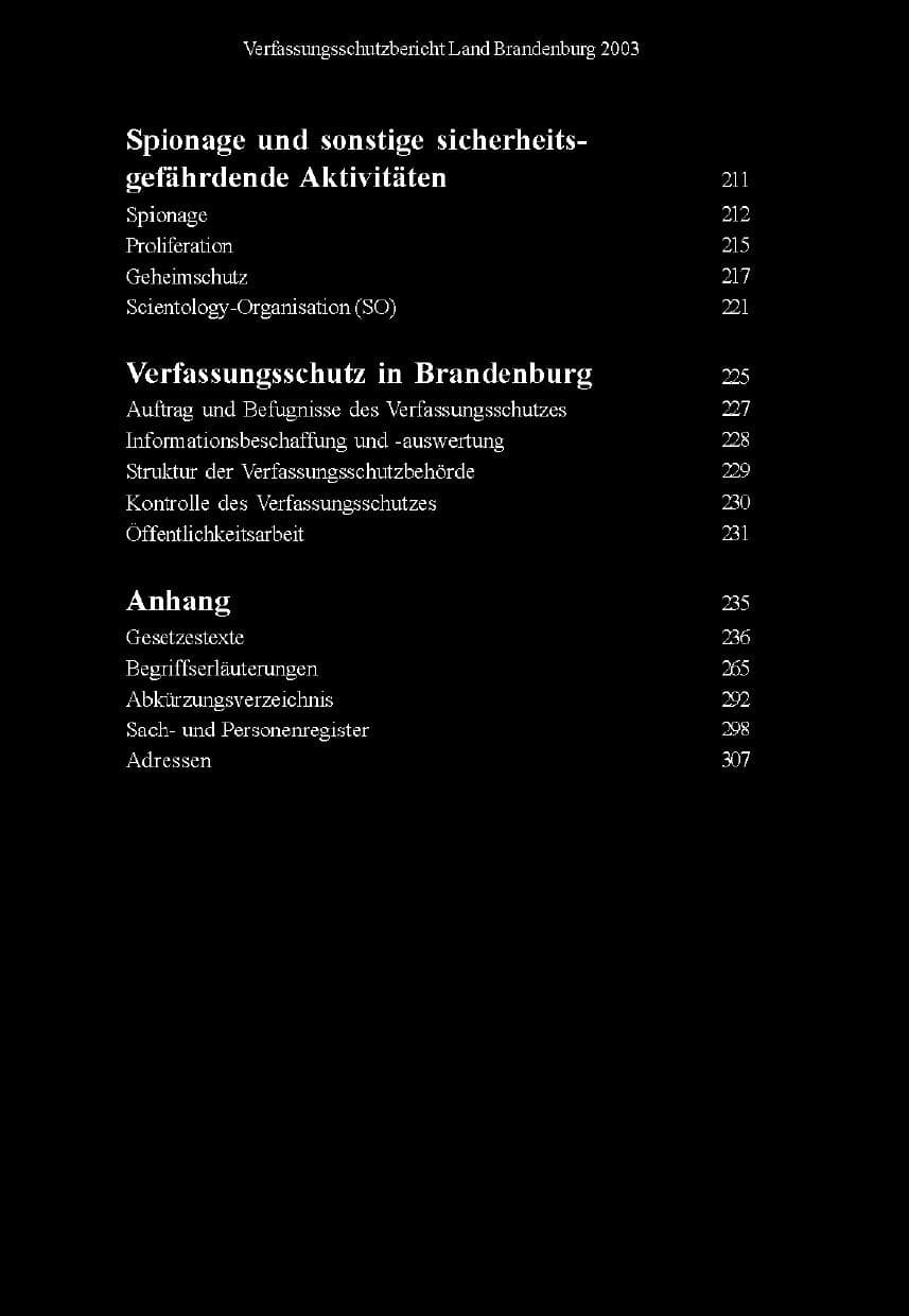 Seite 10 des Verfassungsschutzbericht 2003 Brandenburg