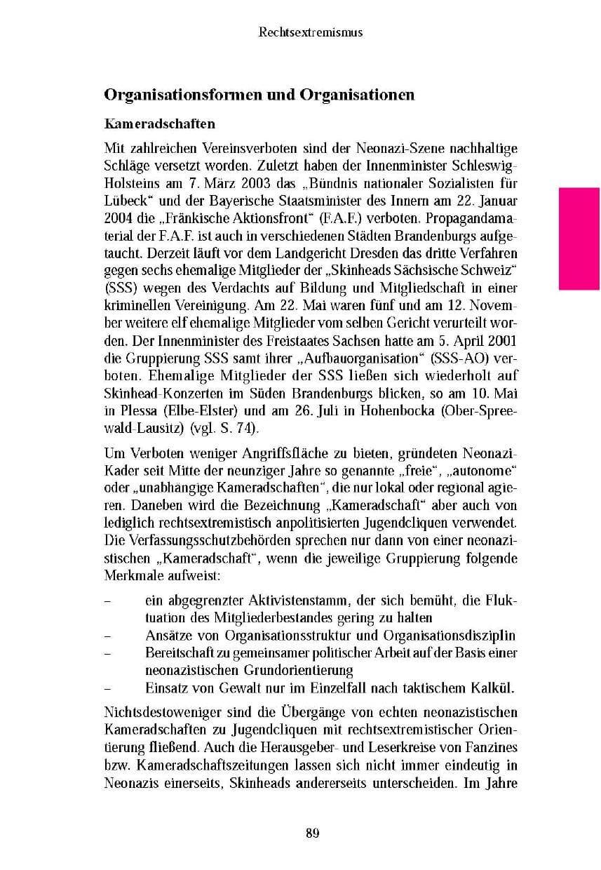 Seite 91 des Verfassungsschutzbericht 2003 Brandenburg