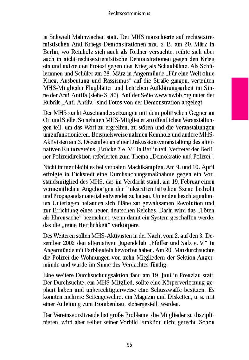 Seite 97 des Verfassungsschutzbericht 2003 Brandenburg