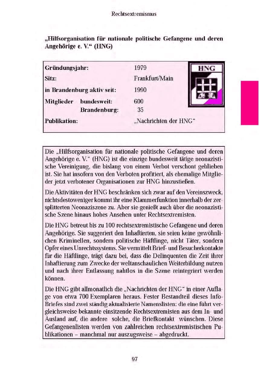 Seite 99 des Verfassungsschutzbericht 2003 Brandenburg