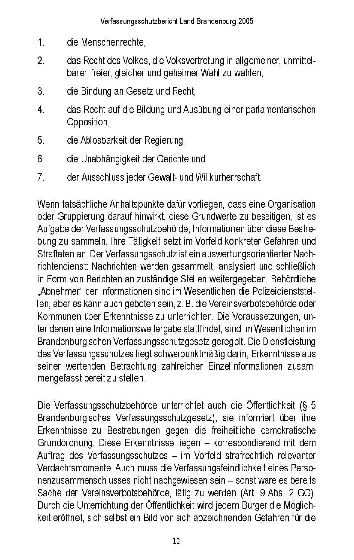Seite 11 des Verfassungsschutzbericht 2005 Brandenburg