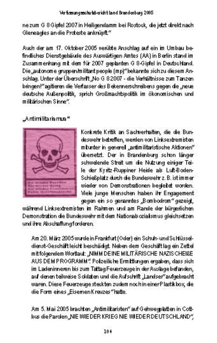 Seite 101 des Verfassungsschutzbericht 2005 Brandenburg