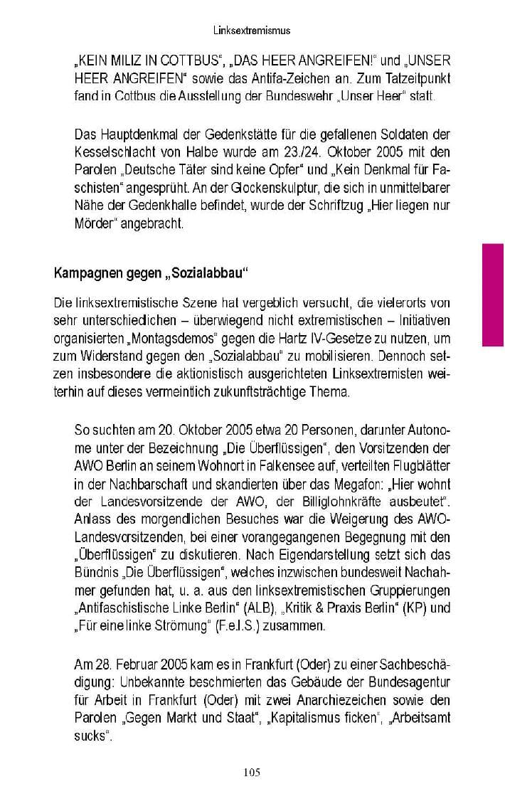 Seite 102 des Verfassungsschutzbericht 2005 Brandenburg