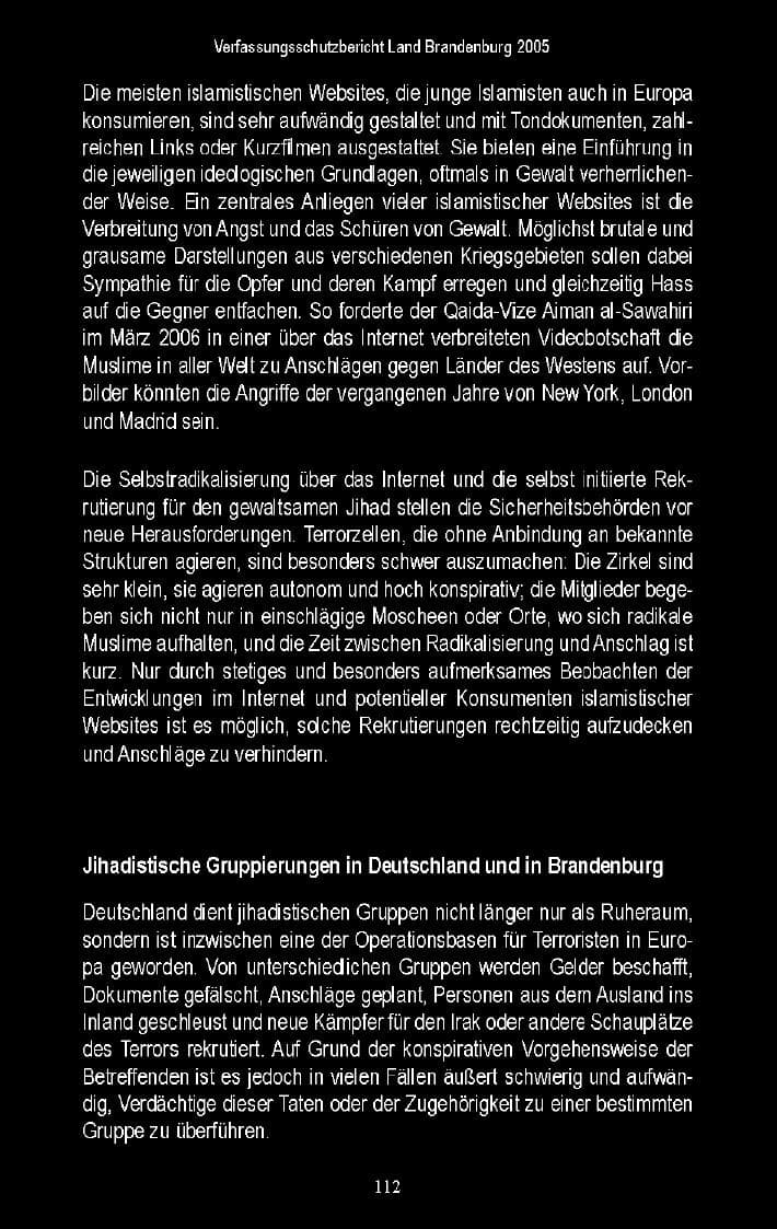 Seite 108 des Verfassungsschutzbericht 2005 Brandenburg