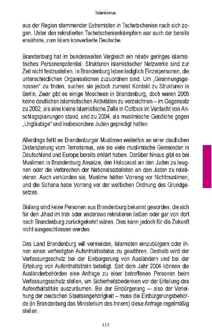 Seite 111 des Verfassungsschutzbericht 2005 Brandenburg