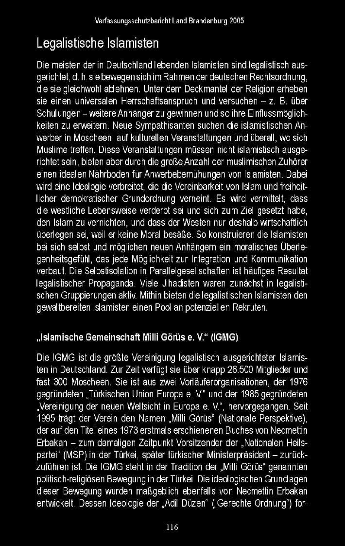Seite 112 des Verfassungsschutzbericht 2005 Brandenburg