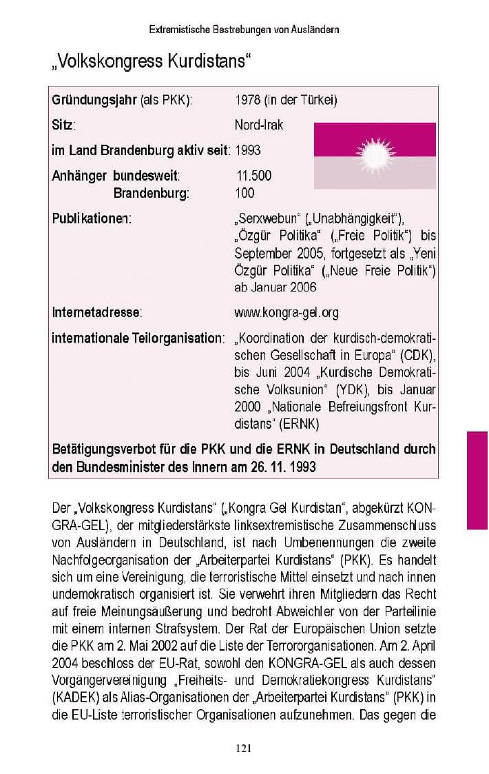 Seite 116 des Verfassungsschutzbericht 2005 Brandenburg