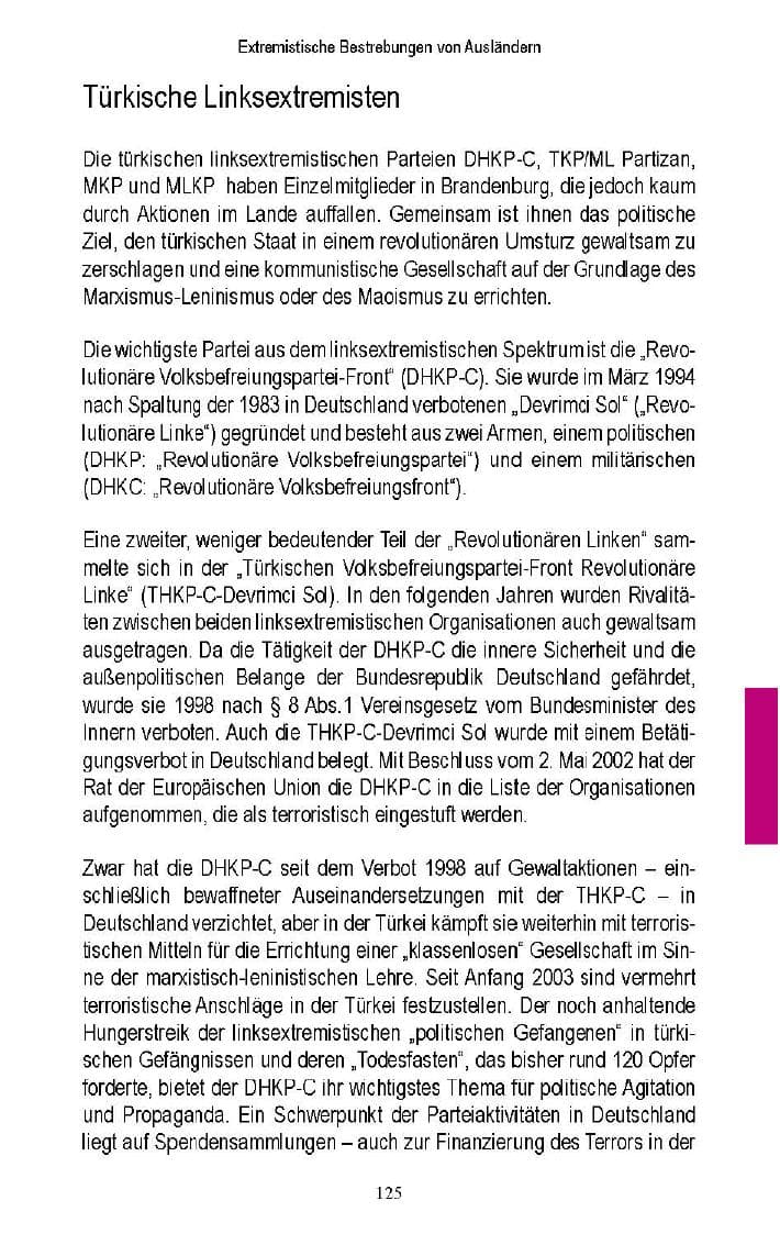 Seite 120 des Verfassungsschutzbericht 2005 Brandenburg