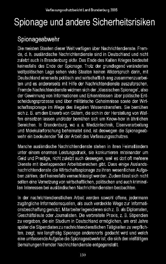 Seite 124 des Verfassungsschutzbericht 2005 Brandenburg