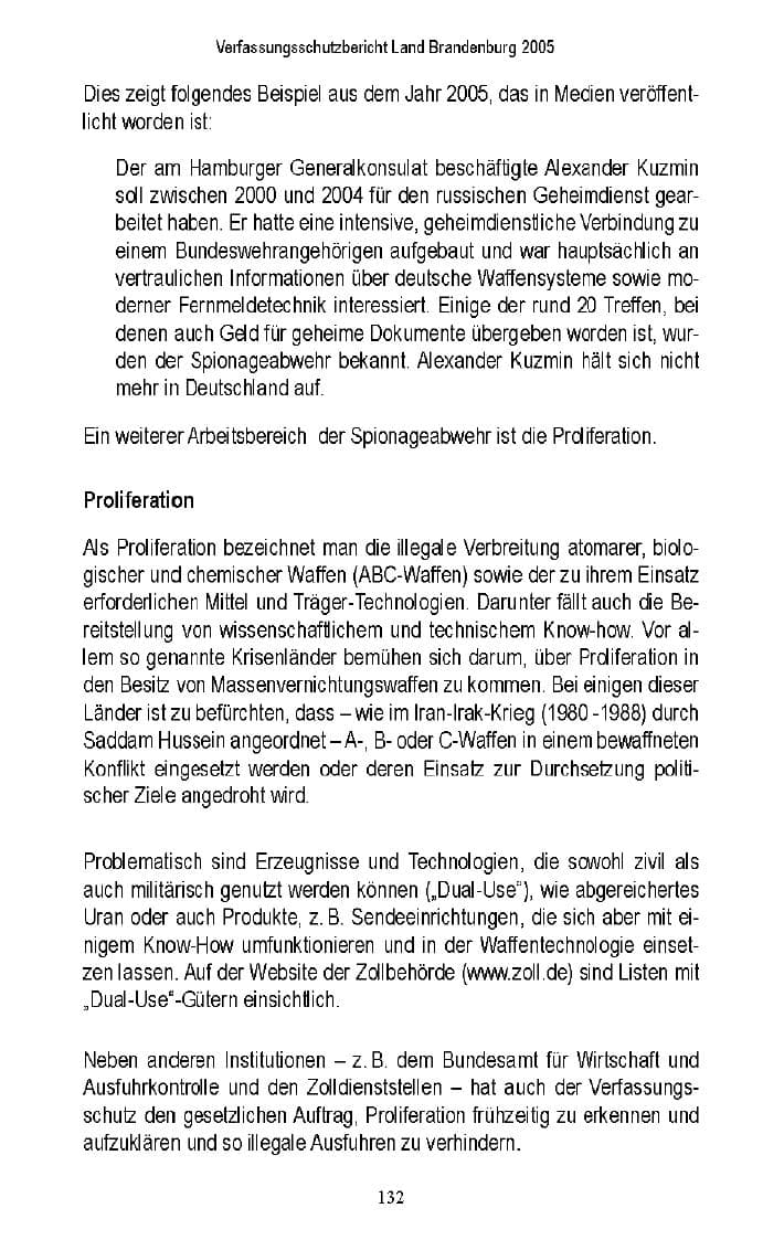 Seite 126 des Verfassungsschutzbericht 2005 Brandenburg